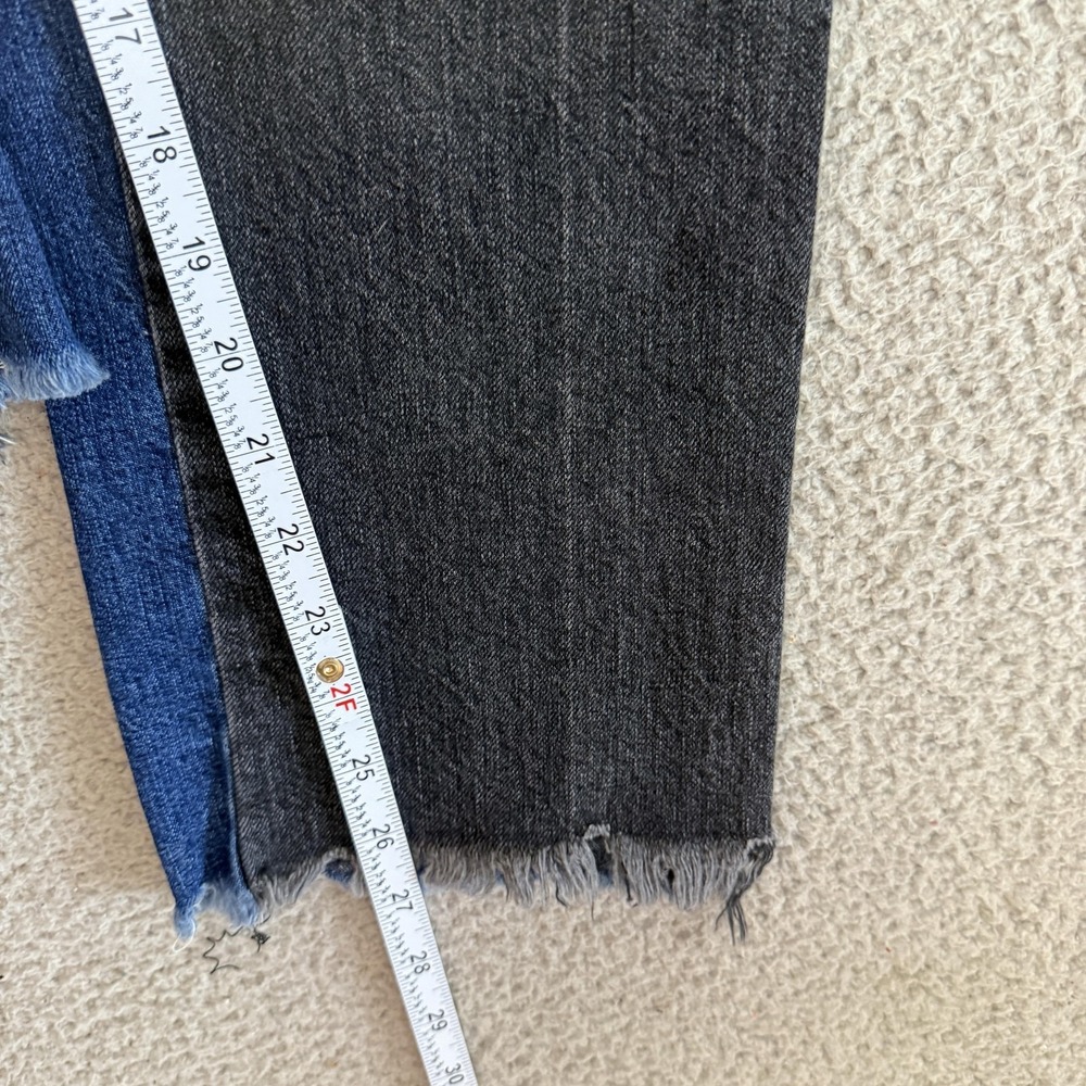 Rachel Comey Jeans Black Blue Two Tone High Waist Raw Hem Side Zip - Picture 4 of 9